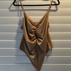 H&M Tan Ruched Swimsuit
